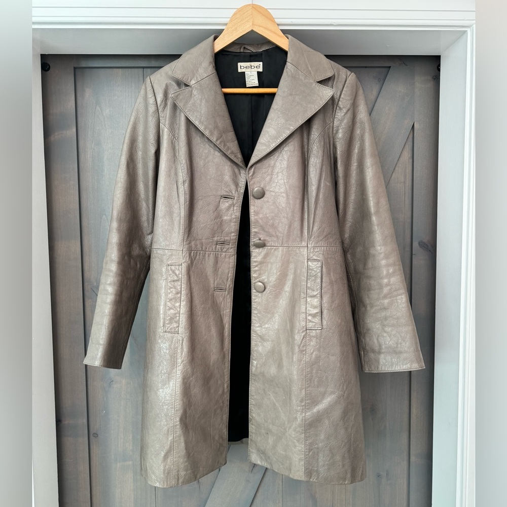 Vintage bebe Gray Leather Jacket